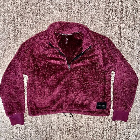 Calvin Klein Performance Sherpa Fleece Half Zip Pullover in Purple - Picture 1 of 7